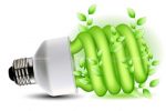 Green CFL Lightbulb with Plant Around Lamp